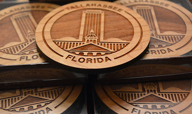Wood Coasters: Tallahassee Logo