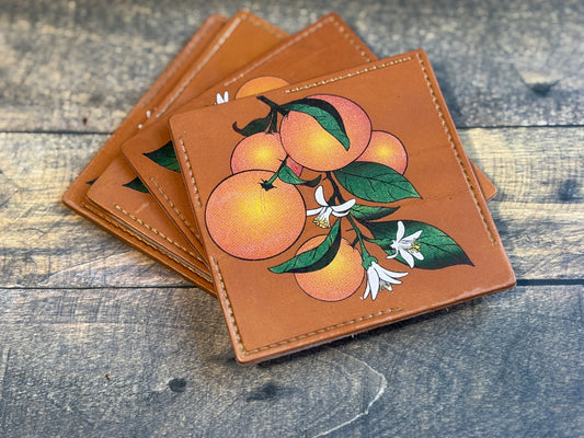 Leather Coasters:Florida Oranges