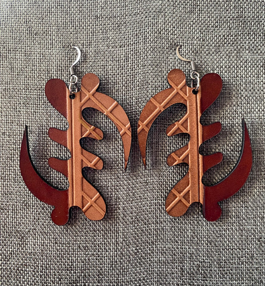 Leather Earrings: Gye Nyame